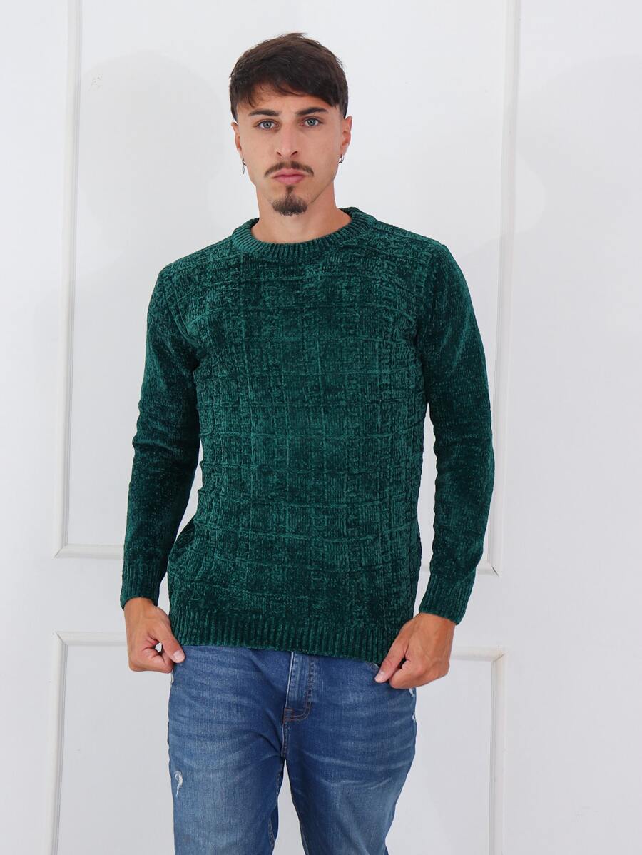 Men Knit Tops - 軍綠色 - 查看 1