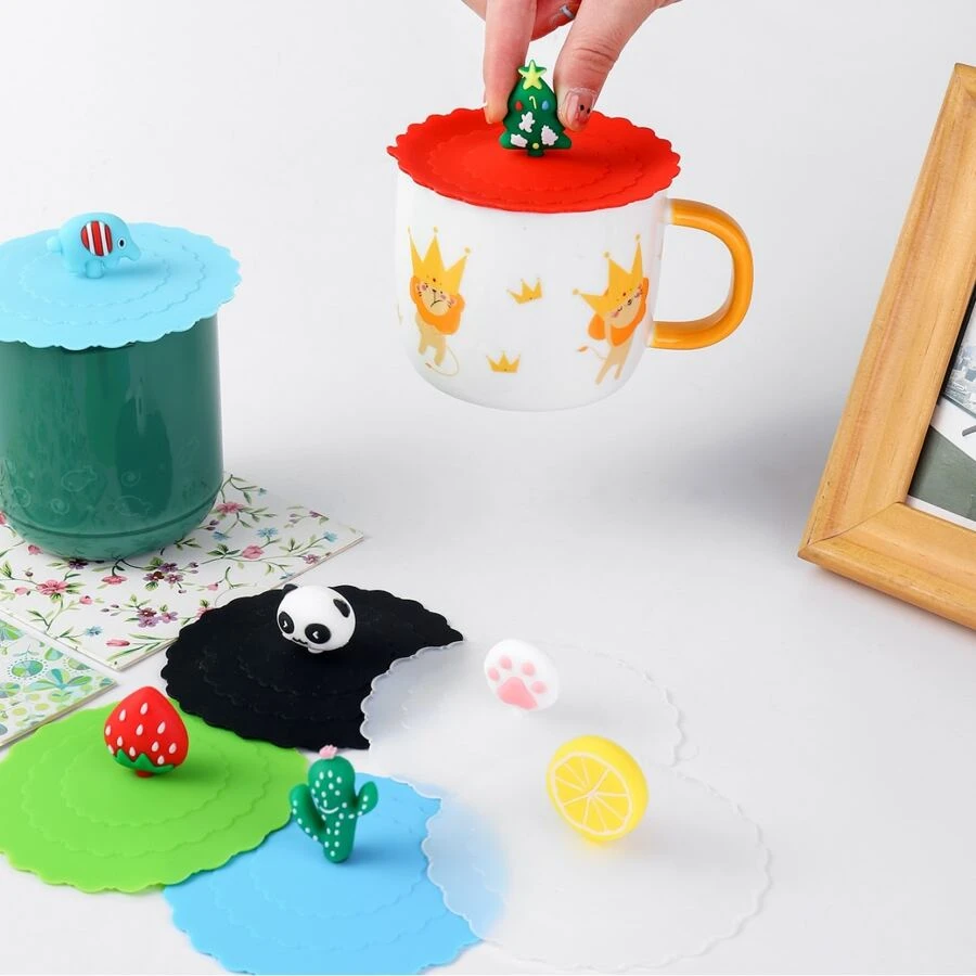 1入組可愛草莓裝飾杯蓋 - 綠色 - 查看 1