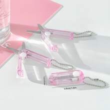 1 pieza/4 piezas Tijeras pequeñas portátiles y retráctiles, tijeras plegables multiusos creativas para estudiantes, útiles escolares - Rosa - Ver 2