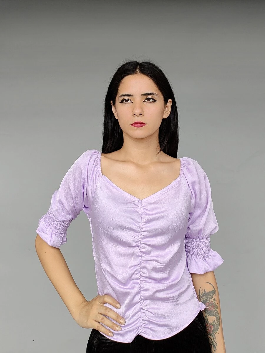 blusas para mujer / blusas de moda /blusas bonitas y elegantes/blusas para mujer elegantes - Lila Púrpura - Ver 1
