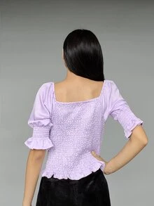 blusas para mujer / blusas de moda /blusas bonitas y elegantes/blusas para mujer elegantes - Lila Púrpura - Ver 2