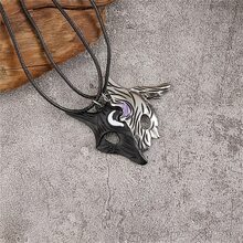 2 件/套不對稱吊墜項鍊,時尚珠寶配件情人節禮物 - 黑色和银色 - 查看 4