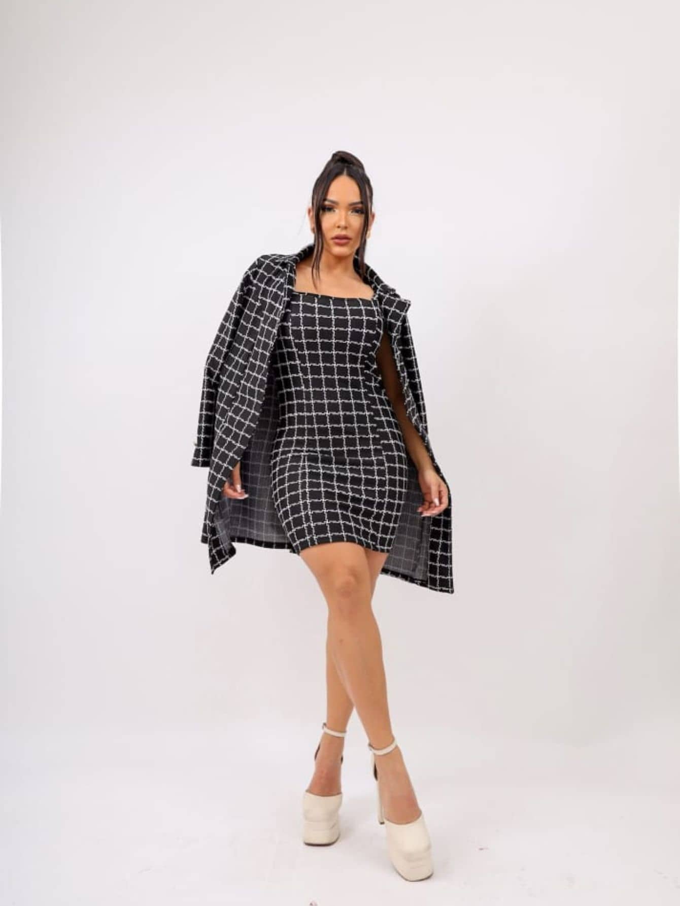 Women Two-piece Outfits - Black and White - View 1