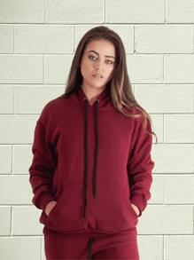 Women Sweatshirts - Màu Đỏ Sâu - Xem 1