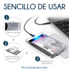 Caja de Disco Duro Externo Gabinete Carcasa 2.5 USB 3.0 SATA Case Externo Transparente Deslizante - transparente - Ver 7
