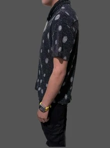 Camisa Brillante Negra - Blanco y Negro - Ver 3