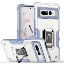 Funda de uso rudo premium con placa de metal + mica de hydrogel para Google Pixel 6, 6 pro, 7 y 7 pro - Blanco - Ver 1