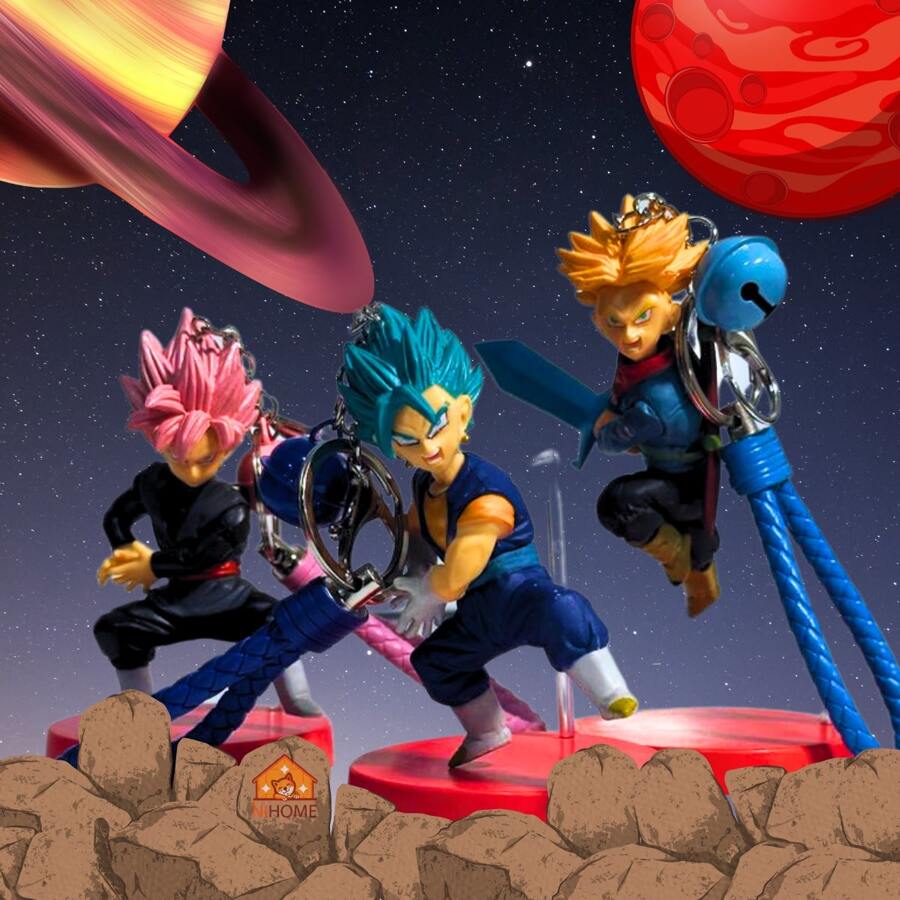 6 Piezas Surtidos De Llavero Grande De Dragon Ball Super Con Base Para Exhibirlo Distintos Personajes Para Su Bolso, Mochila, Llaves - Multicolor - Ver 1