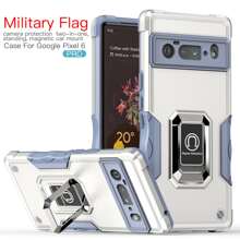 Funda de uso rudo premium con placa de metal + mica de hydrogel para Google Pixel 6, 6 pro, 7 y 7 pro - Blanco - Ver 3