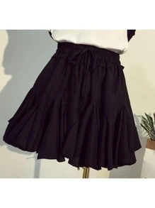 Mini falda negra de olanes - Negro - Ver 3