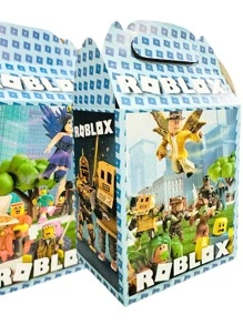 Kit de Fiesta de Personaje Roblox Desechables 40 pz Artículos Carton Platos Vasos Dulceros Palomeros 10 invitados - Negro - Ver 3
