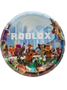 Kit de Fiesta de Personaje Roblox Desechables 40 pz Artículos Carton Platos Vasos Dulceros Palomeros 10 invitados - Negro - Ver 4
