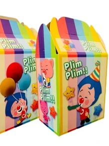 Kit de Fiesta de Personaje Plim Plim Payaso Payasito Desechables 40 pz Artículos Carton Platos Vasos Dulceros Palomeros 10 invitados - Negro - Ver 2