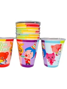 Kit de Fiesta de Personaje Plim Plim Payaso Payasito Desechables 40 pz Artículos Carton Platos Vasos Dulceros Palomeros 10 invitados - Negro - Ver 5