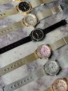 Relógio Feminino Pallyjane ZIRCONIA a Prova D'água Rose, dourado e prata. - Prata - Visão 4