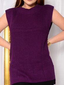 Women Sweater Vests - 紫色 - 查看 3