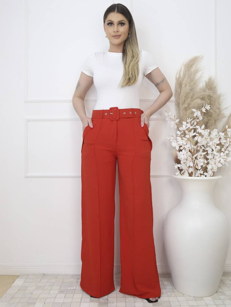 Women Pants - 橘色 - 查看 1