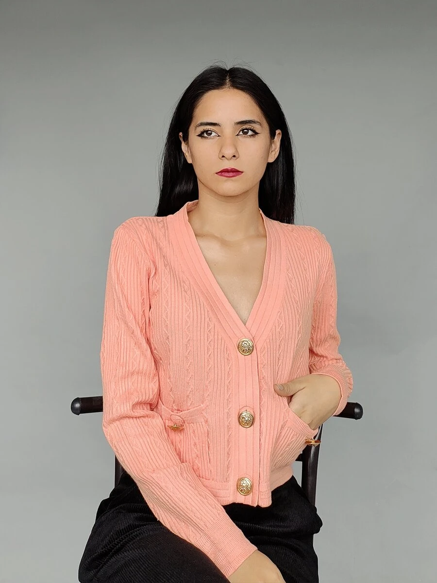 sueter tejido/ sueter tejido para mujer/suéter tejido para mujer de moda - Rosa coral - Ver 1