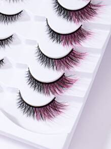 假睫毛，7 對貓眼色尾眼加長睫毛假睫毛假睫毛條 - 粉色 - 查看 3