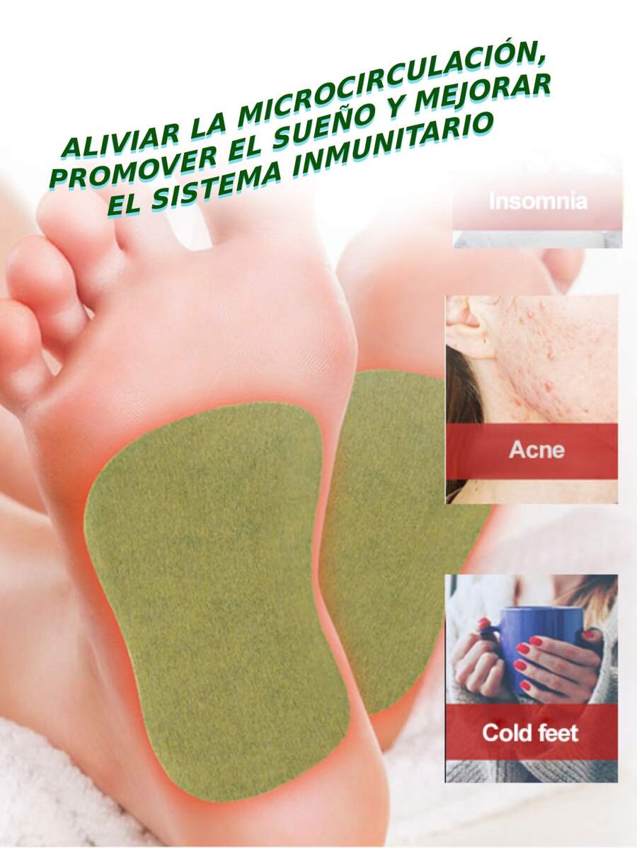 10 Parches Desintoxicantes y Relajantes Para Pies. Ingredientes 100% Naturales. - Verde militar - Ver 1