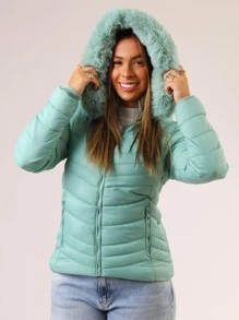 Women Winter Coats - Green - View 1
