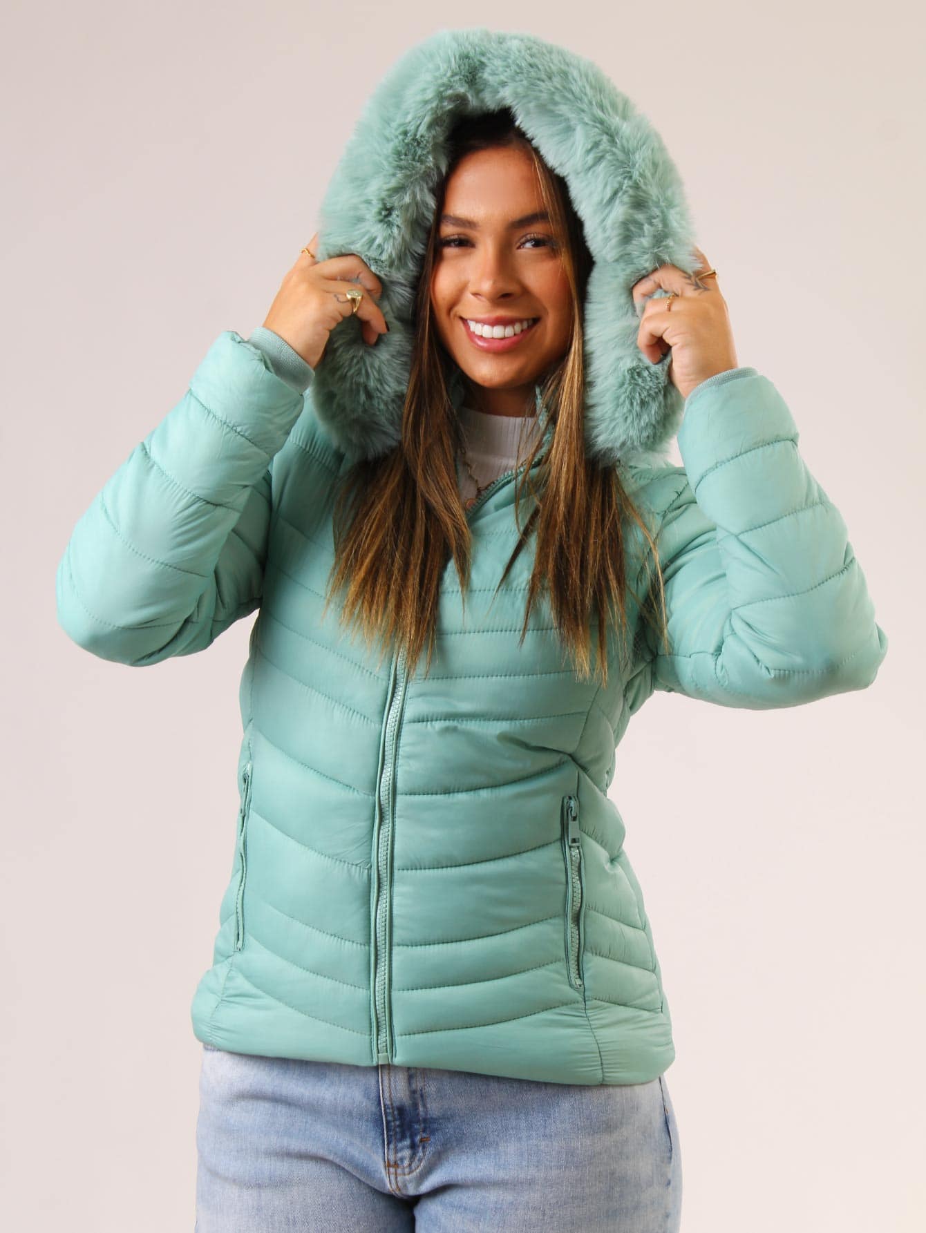 Women Winter Coats - Green - View 1