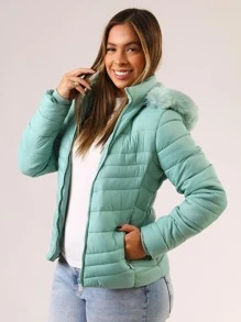 Women Winter Coats - Green - View 4