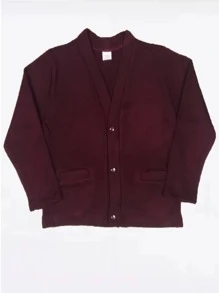 Open Sweater With Button Roma Knit School Uniform Reduced Sizes - Burgundy - View 3