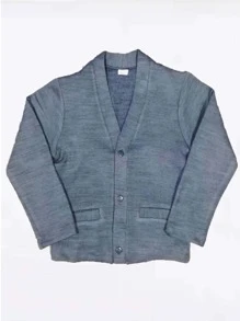 Open Sweater With Button Roma Knit School Uniform Reduced Sizes - Grey - View 3