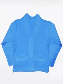 Suéter Abierto Con Botón Uniforme Escolar Punto Roma Tallas Reducidas - Celeste - Ver 4