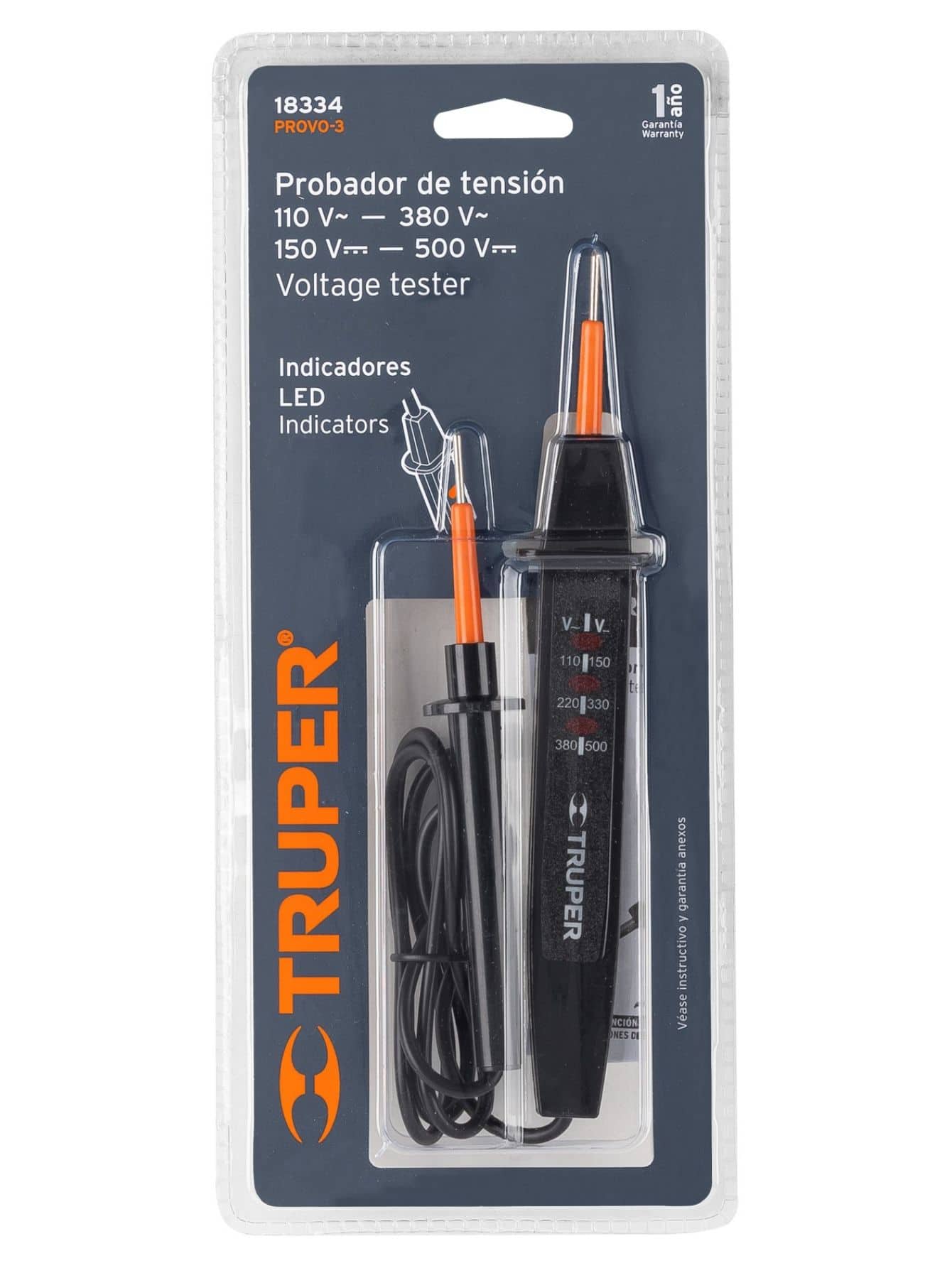 Voltage Tester, Voltage Meter With LED Light Indicator - Black - View 1