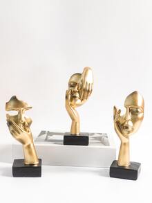 3入組金色合成樹脂人類臉部形狀裝飾物套裝,理想適用於客廳,臥室,學習,辦公室,和入口裝飾用品 - 彩色 - 查看 2