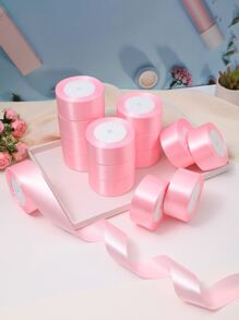 (5 Rolls Ribbon) DIY Rose Flower Materials Satin Ribbon Decor Cake Gift Packaging Woven Ribbon Wedding Party Bow Ribbon For Graduation Ceremony Bride Gift Packaging Birthday Decor Wedding Supplies Bridesmaid Gift Party Favor Back To School DIY Hair Clips Thanksgiving Christmas Handmade Rose Ribbon New Year Valentine's Day Wedding New Year - Baby Pink - View 2