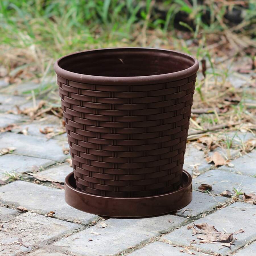 1入組編織植物容器 - 黑色 - 查看 1