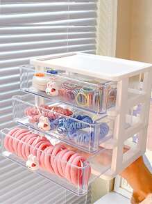 1 pieza Caja de almacenamiento simple y linda con cajones para accesorios del cabello de niña, como lazos, pinzas, diademas y otras joyas, ideal para fiestas de revelación de género, cumpleaños, bodas, fiestas, el regalo perfecto para colegas, amigos y familiares, de vuelta a la escuela