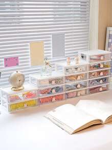1 pieza Caja de almacenamiento simple y linda con cajones para accesorios del cabello de niña, como lazos, pinzas, diademas y otras joyas, ideal para fiestas de revelación de género, cumpleaños, bodas, fiestas, el regalo perfecto para colegas, amigos y familiares, de vuelta a la escuela