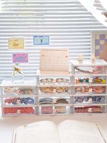 1 pieza Caja de almacenamiento simple y linda con cajones para accesorios del cabello de niña, como lazos, pinzas, diademas y otras joyas, ideal para fiestas de revelación de género, cumpleaños, bodas, fiestas, el regalo perfecto para colegas, amigos y familiares, de vuelta a la escuela