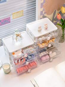 1 pieza Caja de almacenamiento simple y linda con cajones para accesorios del cabello de niña, como lazos, pinzas, diademas y otras joyas, ideal para fiestas de revelación de género, cumpleaños, bodas, fiestas, el regalo perfecto para colegas, amigos y familiares, de vuelta a la escuela