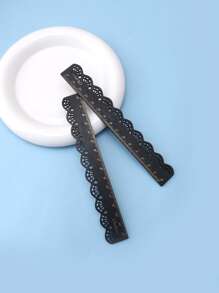 1pc Black Fashionable Creative Hollow Out Student Ruler, Drafting Tool - Black - View 2