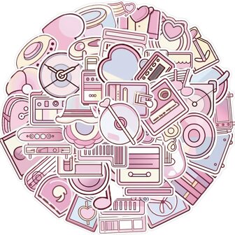 50入組粉色的可愛防水DIY創意貼紙筆記本電腦個人電腦電腦移動的智能手機手機外殼吉他書桌杯子旅行摩托車車配件玩具適用於禮物