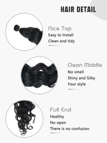 Tóc giả tổng hợp Dợn sóng Móc sự thêu 20 Inch Sóng nước Bện Tóc - màu đen - Xem 5