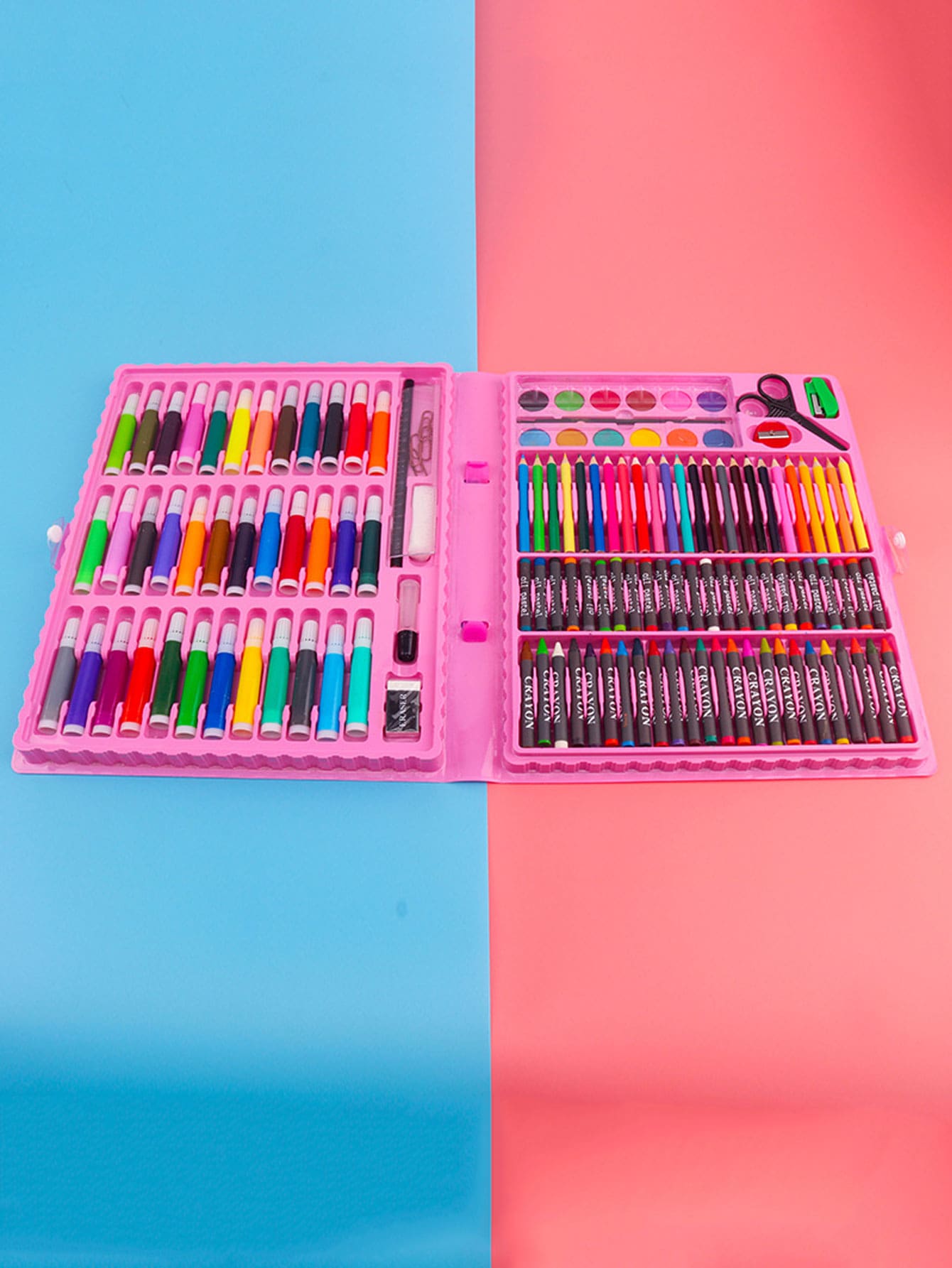 150入組藝術套裝適用於繪畫,染色,,兒童,DIY,蠟蠟筆,文具,禮物,水彩筆 - 粉色 - 查看 1