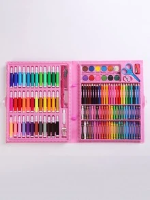 150入組藝術套裝適用於繪畫,染色,,兒童,DIY,蠟蠟筆,文具,禮物,水彩筆 - 粉色 - 查看 4