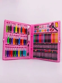 150入組藝術套裝適用於繪畫,染色,,兒童,DIY,蠟蠟筆,文具,禮物,水彩筆 - 粉色 - 查看 5