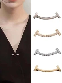 4pcs Mini Collar Pins For Shirts, V-neck Pendant, Prevent Exposures Button - Multicolor - View 9