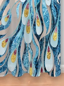 2入組紗布窗簾孔雀元素簡約風和多用途質感紋理精美和優雅休閒風格優雅 - 彩色 - 查看 5