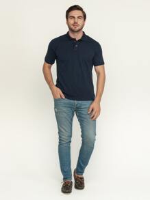 Men Polo Shirts - Màu xanh hải quân - Xem 3