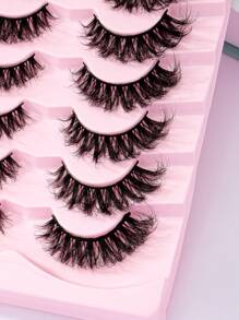 Lông mi giả Lông mi mắt mèo Lông mi giả ấn tượng Nhìn tự nhiên 7 cặp 8D Wispy Fluffy Gói mở rộng Khối lượng dày Faux Mink Lashes Tàn ác miễn phí - màu đen - Xem 3