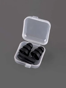 1Pair Ear Plugs Sound Insulation Waterproof Silicone Ear Protection Earplugs Anti-Noise Sleeping Plug For Travel Noise Reduction - Black - View 4