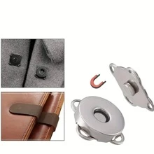 10pcs Magnetic Snap Fasteners Clasps Buttons Handbag Purse Wallet Craft Bags Parts Garments DIY Accessories Magnetic Buckle Button Plum Magnetic Buckle For Bag Clothes Handbag Scraping Magnetic Bag Button With Small Needle And Thread Bag School Supplies Teacher Gifts Back To School Teacher Accessories - Silver - View 9